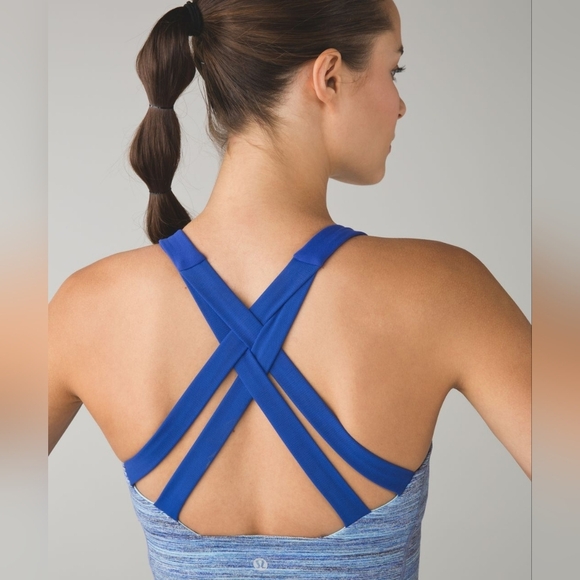 Lululemon Womens Enharten Tank Top Blue Camo Racerback Built-In Bra Sz 8 - Picture 3 of 15